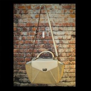 Kate Spade White Leather Straw Envelope Purse